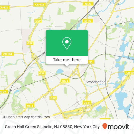 Mapa de Green Holl Green St, Iselin, NJ 08830
