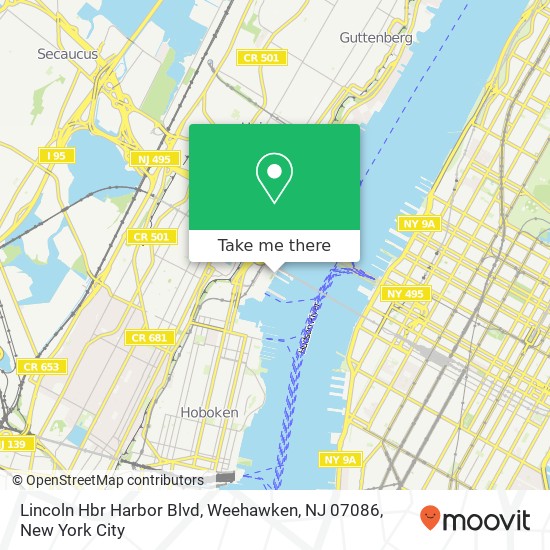 Mapa de Lincoln Hbr Harbor Blvd, Weehawken, NJ 07086