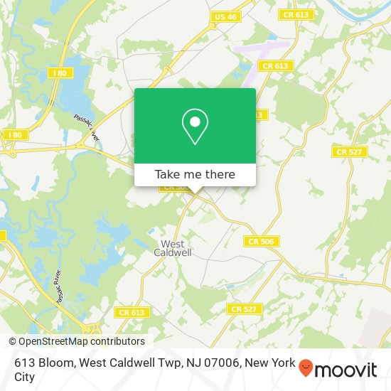 Mapa de 613 Bloom, West Caldwell Twp, NJ 07006