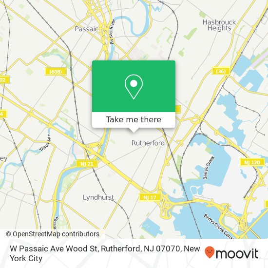 Mapa de W Passaic Ave Wood St, Rutherford, NJ 07070