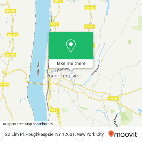 Mapa de 22 Elm Pl, Poughkeepsie, NY 12601