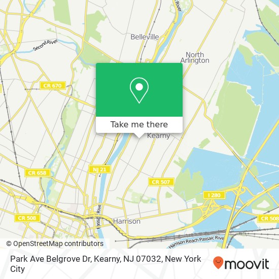 Park Ave Belgrove Dr, Kearny, NJ 07032 map