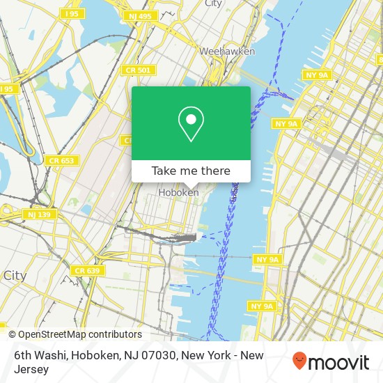 Mapa de 6th Washi, Hoboken, NJ 07030
