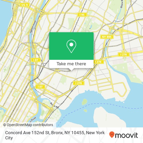 Mapa de Concord Ave 152nd St, Bronx, NY 10455