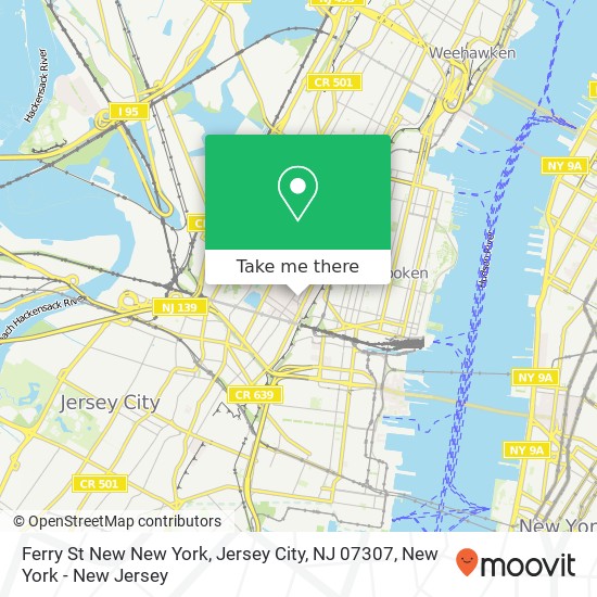 Mapa de Ferry St New New York, Jersey City, NJ 07307
