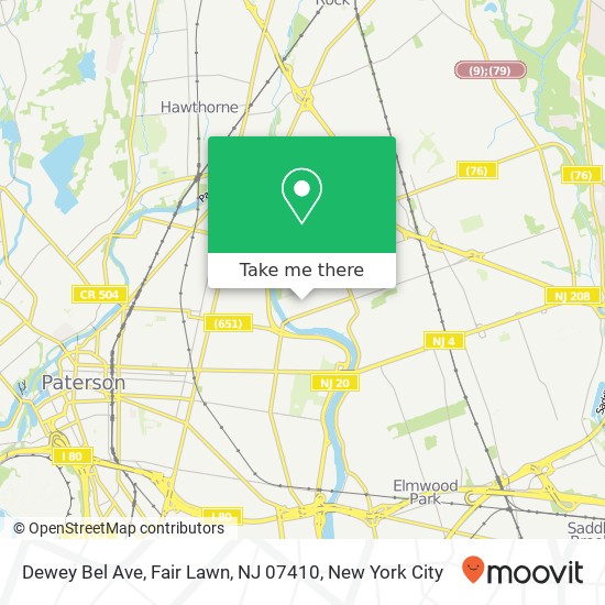 Mapa de Dewey Bel Ave, Fair Lawn, NJ 07410