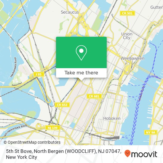Mapa de 5th St Bove, North Bergen (WOODCLIFF), NJ 07047