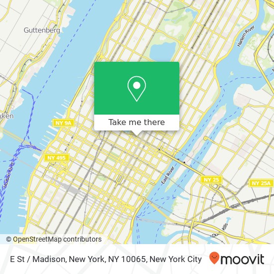 E St / Madison, New York, NY 10065 map