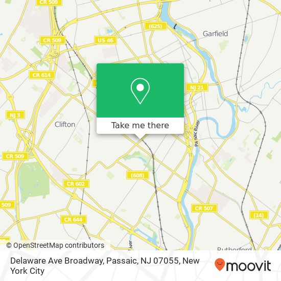 Mapa de Delaware Ave Broadway, Passaic, NJ 07055
