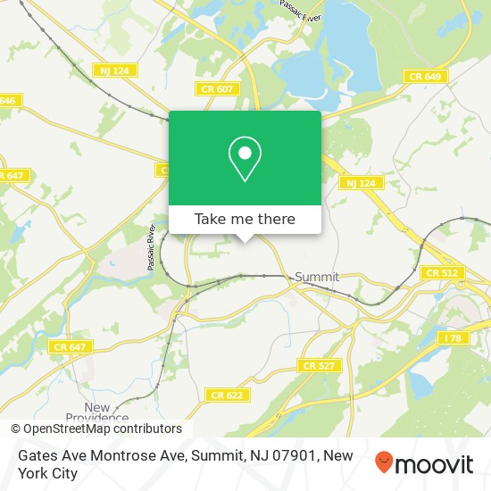 Mapa de Gates Ave Montrose Ave, Summit, NJ 07901