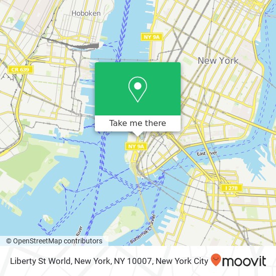 Liberty St World, New York, NY 10007 map