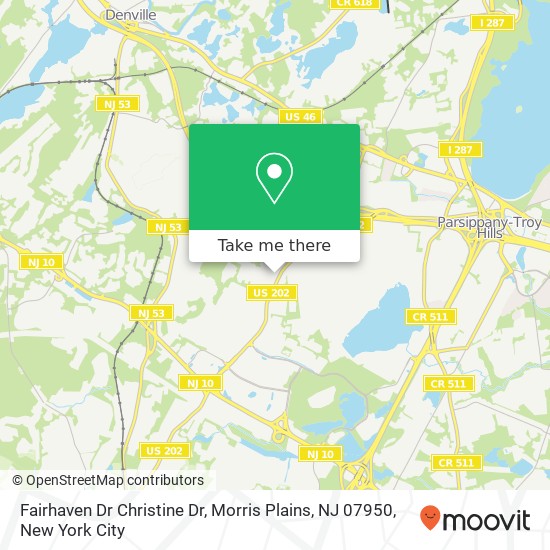 Mapa de Fairhaven Dr Christine Dr, Morris Plains, NJ 07950