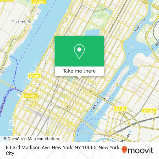 Mapa de E 63rd Madison Ave, New York, NY 10065