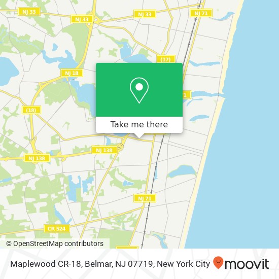 Mapa de Maplewood CR-18, Belmar, NJ 07719