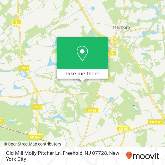 Mapa de Old Mill Molly Pitcher Ln, Freehold, NJ 07728