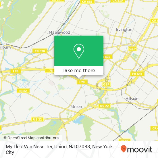 Mapa de Myrtle / Van Ness Ter, Union, NJ 07083