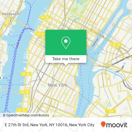 E 27th St 3rd, New York, NY 10016 map