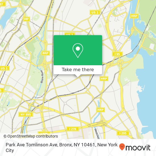 Mapa de Park Ave Tomlinson Ave, Bronx, NY 10461