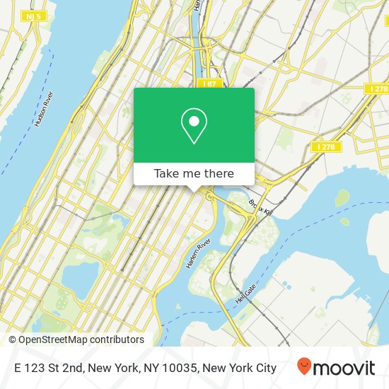 E 123 St 2nd, New York, NY 10035 map