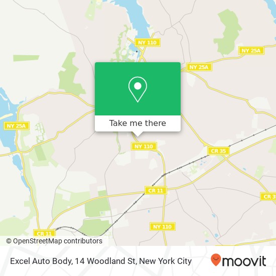 Mapa de Excel Auto Body, 14 Woodland St