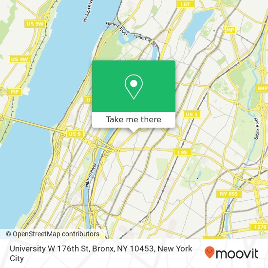 Mapa de University W 176th St, Bronx, NY 10453