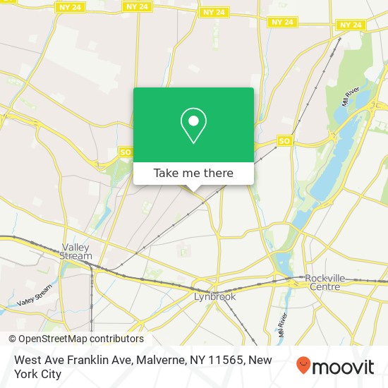 Mapa de West Ave Franklin Ave, Malverne, NY 11565