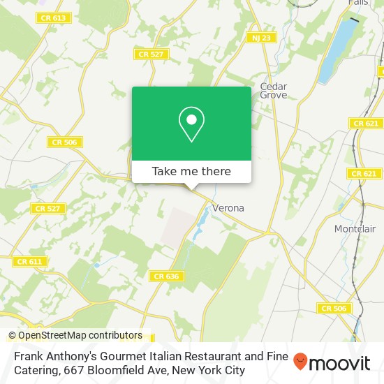 Mapa de Frank Anthony's Gourmet Italian Restaurant and Fine Catering, 667 Bloomfield Ave