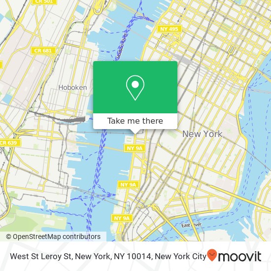 Mapa de West St Leroy St, New York, NY 10014