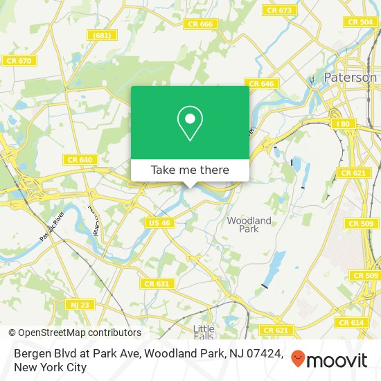 Mapa de Bergen Blvd at Park Ave, Woodland Park, NJ 07424