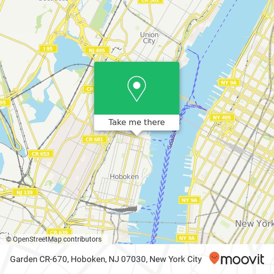 Mapa de Garden CR-670, Hoboken, NJ 07030