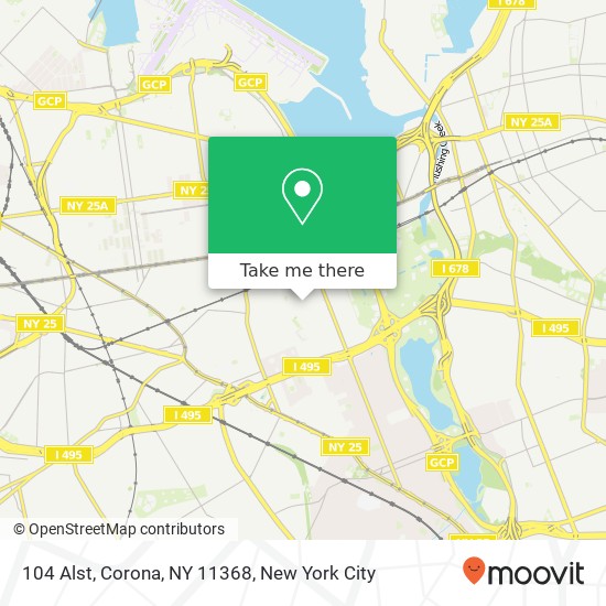 Mapa de 104 Alst, Corona, NY 11368