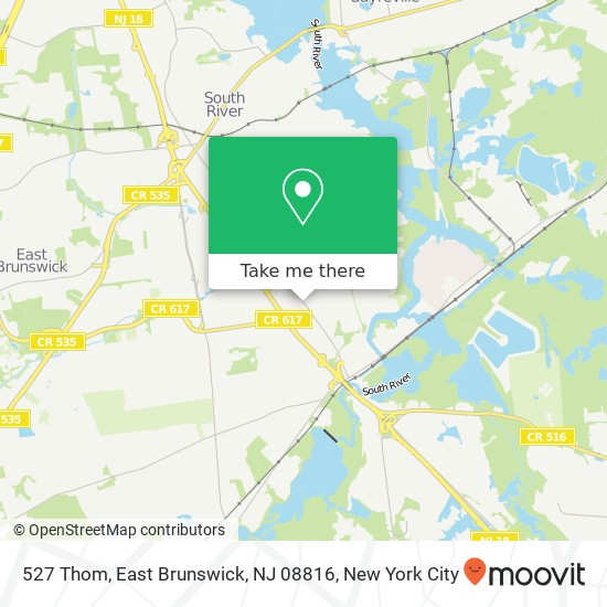 Mapa de 527 Thom, East Brunswick, NJ 08816