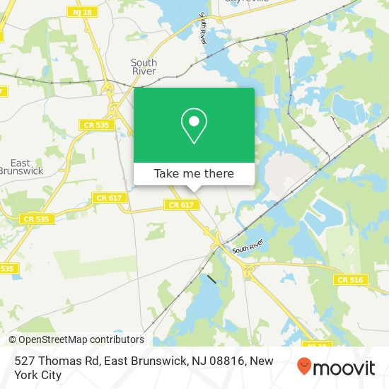 Mapa de 527 Thomas Rd, East Brunswick, NJ 08816