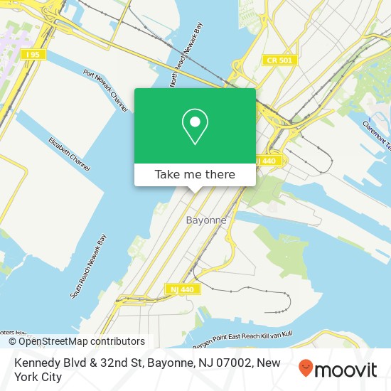 Mapa de Kennedy Blvd & 32nd St, Bayonne, NJ 07002