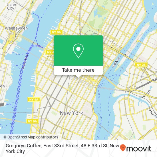 Gregorys Coffee, East 33rd Street, 48 E 33rd St map