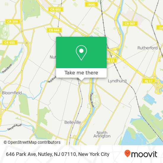 Mapa de 646 Park Ave, Nutley, NJ 07110
