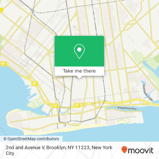Mapa de 2nd and Avenue V, Brooklyn, NY 11223