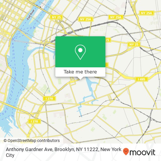 Mapa de Anthony Gardner Ave, Brooklyn, NY 11222