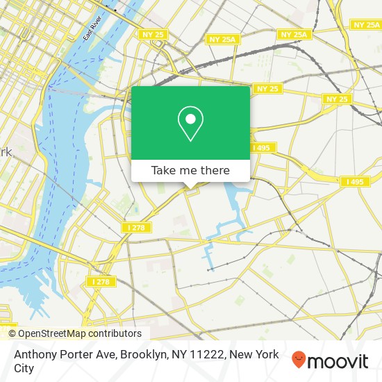 Mapa de Anthony Porter Ave, Brooklyn, NY 11222