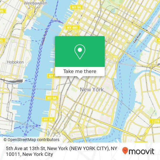 5th Ave at 13th St, New York (NEW YORK CITY), NY 10011 map