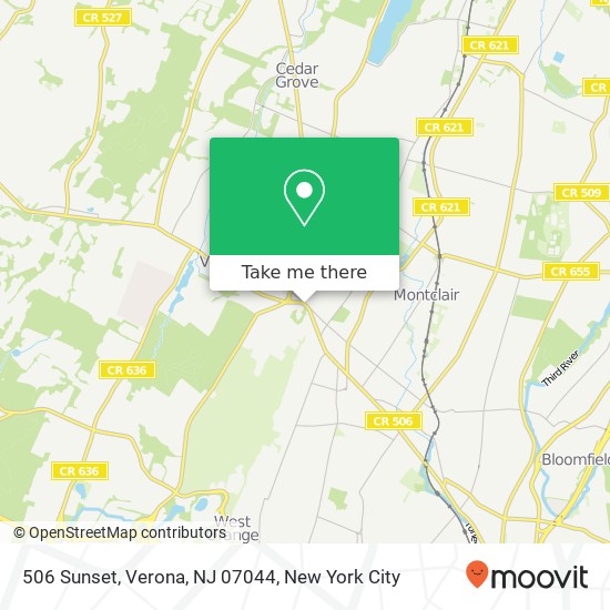 Mapa de 506 Sunset, Verona, NJ 07044