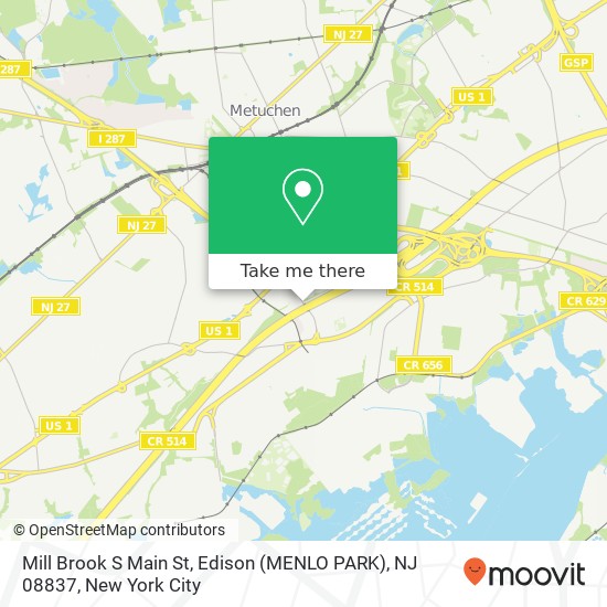 Mill Brook S Main St, Edison (MENLO PARK), NJ 08837 map