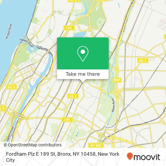 Mapa de Fordham Plz E 189 St, Bronx, NY 10458