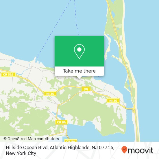 Mapa de Hillside Ocean Blvd, Atlantic Highlands, NJ 07716