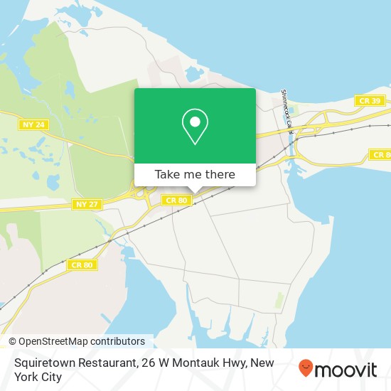 Mapa de Squiretown Restaurant, 26 W Montauk Hwy