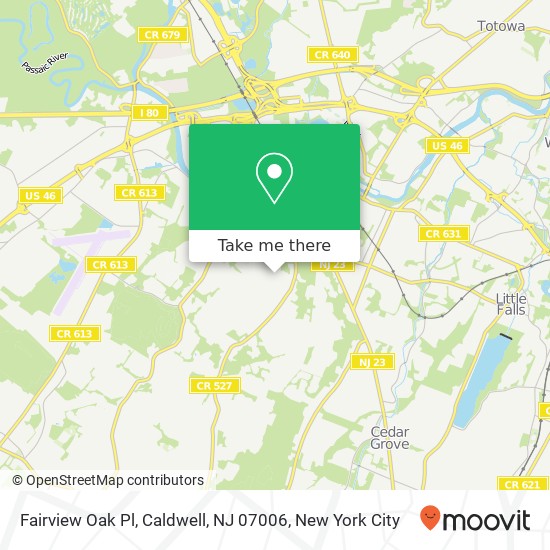 Fairview Oak Pl, Caldwell, NJ 07006 map