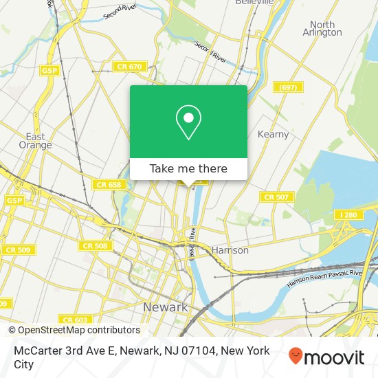 Mapa de McCarter 3rd Ave E, Newark, NJ 07104