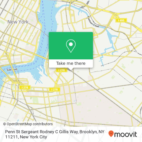 Mapa de Penn St Sergeant Rodney C Gillis Way, Brooklyn, NY 11211