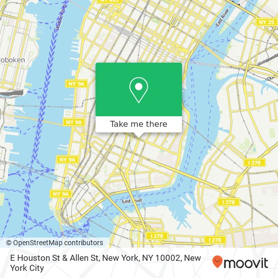 Mapa de E Houston St & Allen St, New York, NY 10002