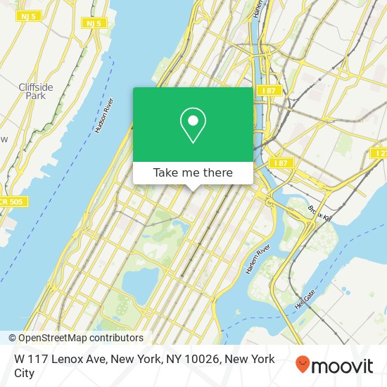 Mapa de W 117 Lenox Ave, New York, NY 10026